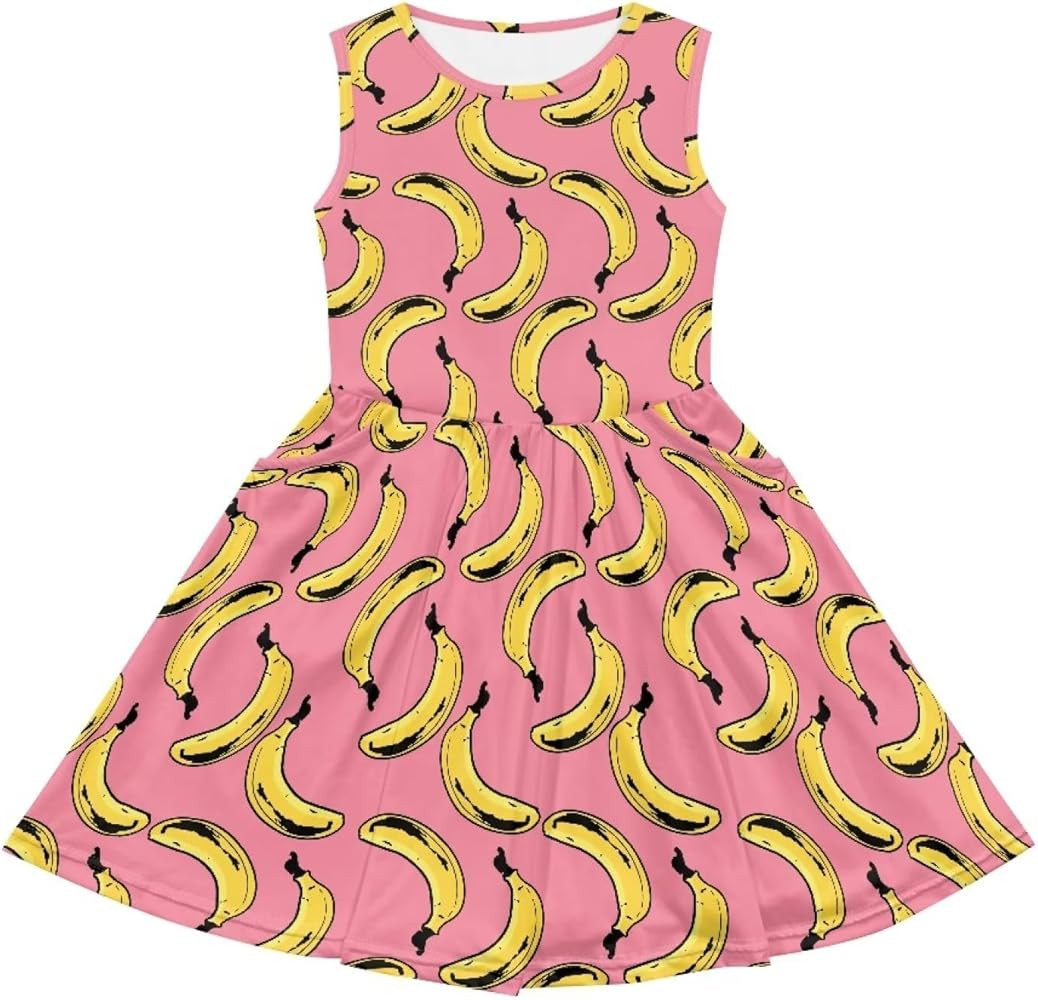 Cute Floral Sundress for Girls Comfy Soft Swing Loose Fit Sleeveless Summer Dress with Pockets | Amazon (US)