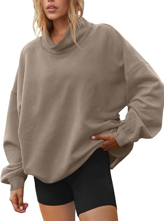 LILLUSORY Mock Neck Sweatshirt Womens Oversized Pullover Turtleneck Long Sleeve Tops Trendy Sprin... | Amazon (US)