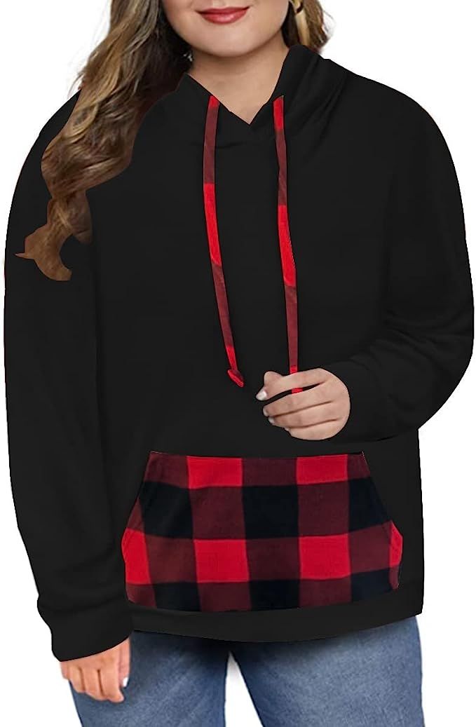 Ritera Womens Plus Size Hoodies Tops Long Sleeve Sweatshirts Drawstring Pullover Causal Hoodie XL... | Amazon (US)