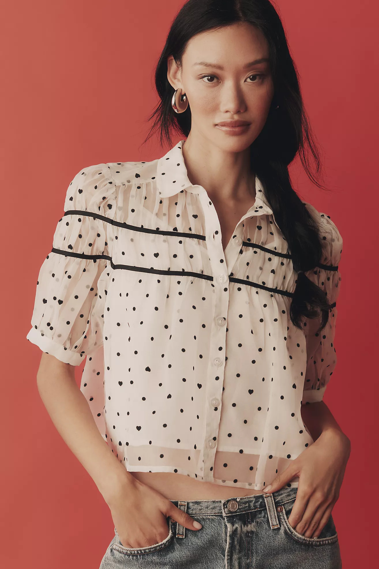 The Leandra Shirred Yoke Blouse by Maeve | Anthropologie (US)