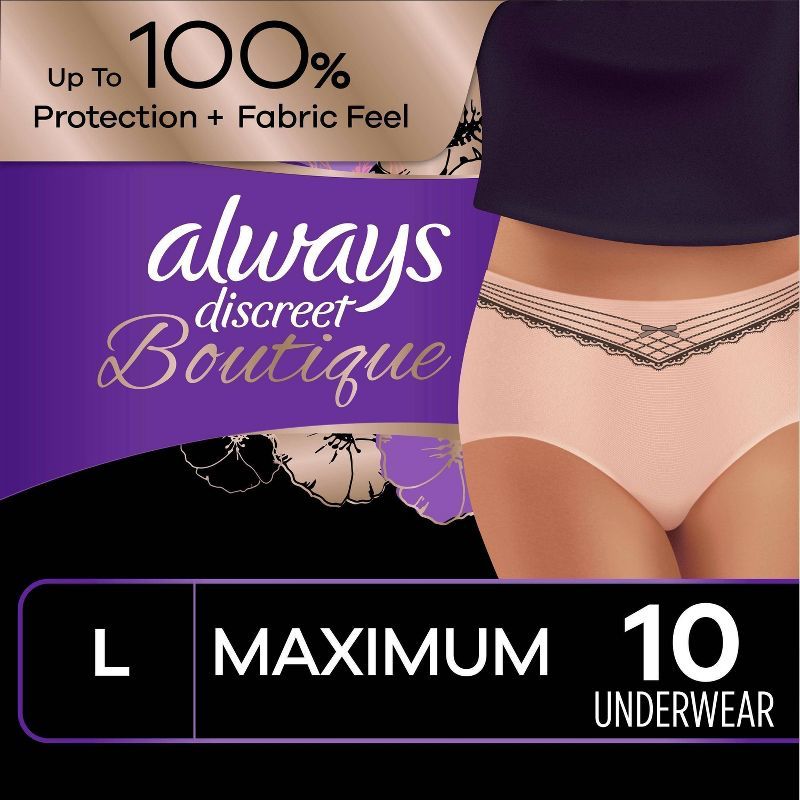 Always Discreet Boutique Maximum Protection Incontinence Underwear for Women - Peach | Target