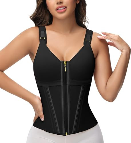 SHAPSHE Waist Trainer Corset for Women Tummy Control Sport Workout Body Shaper Vest for Women Postpartum Gym Zipper and Hooks | Amazon (US)