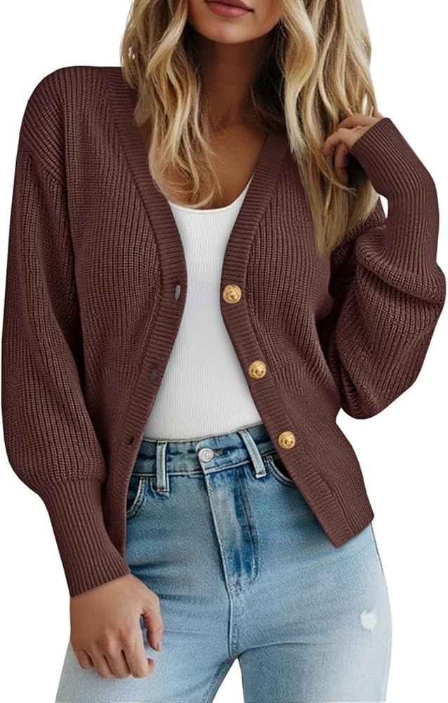 Saodimallsu Womens Cardigan Sweaters Open Front 2025 Chunky Button Down V Neck Sweater Winter Kni... | Amazon (US)