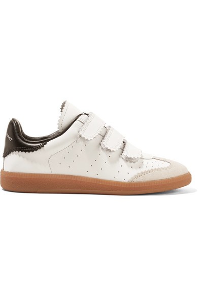 Isabel Marant - Beth Logo-print Suede-trimmed Leather Sneakers - White | NET-A-PORTER (US)