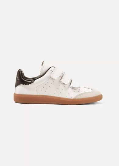 Isabel Marant - Beth Logo-print Suede-trimmed Leather Sneakers - White | NET-A-PORTER (US)