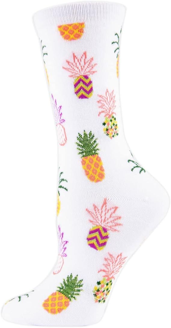 MeMoi Pineapple Fiesta Bamboo Crew Socks | Amazon (US)