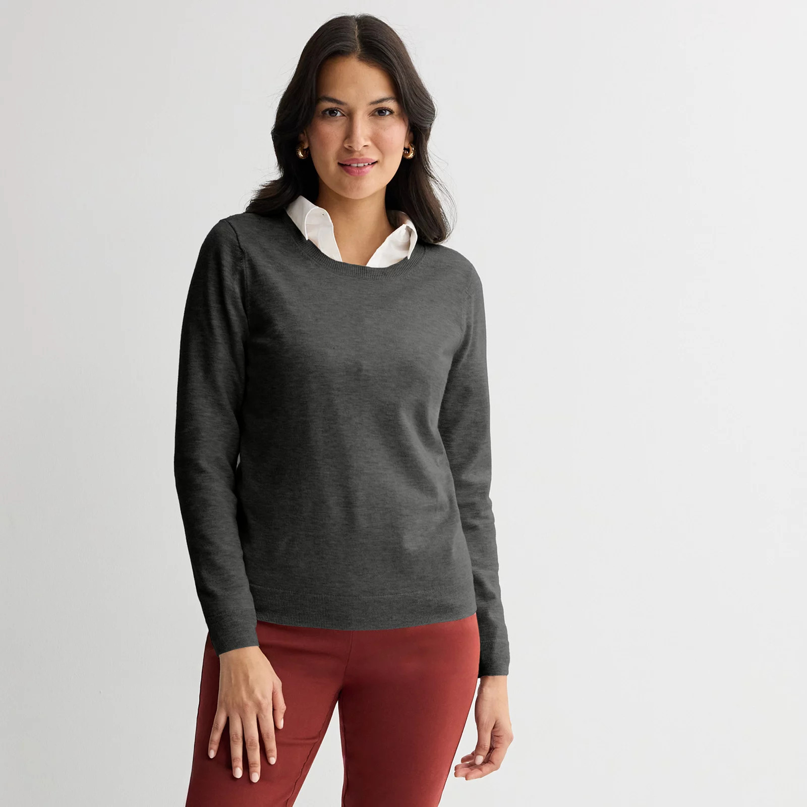 Women's Croft & Barrow® Extra Soft Crewneck Sweater, Size: XS, Md Grey Heather | Kohl's