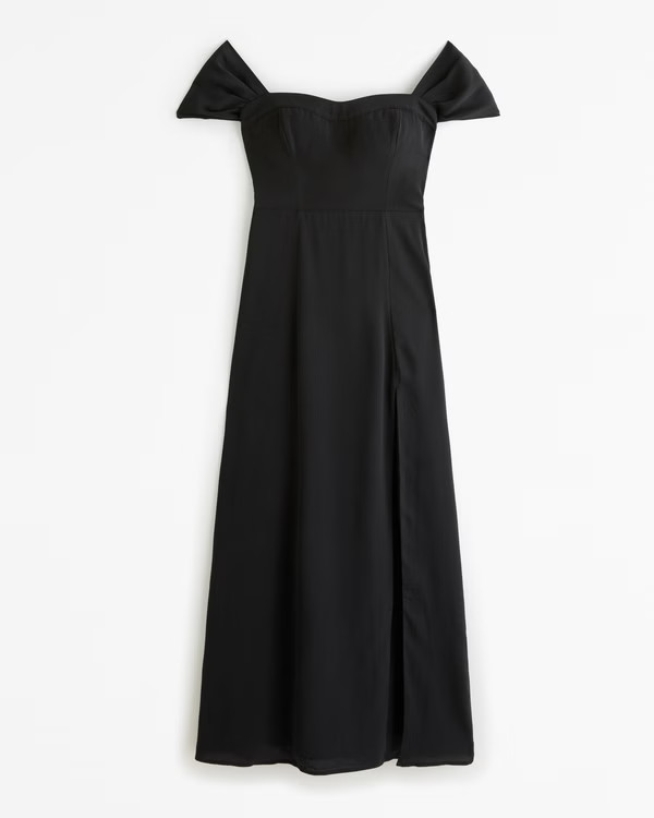 Women's The A&F Camille Off-The-Shoulder Maxi Dress | Women's Clearance | Abercrombie.com | Abercrombie & Fitch (US)