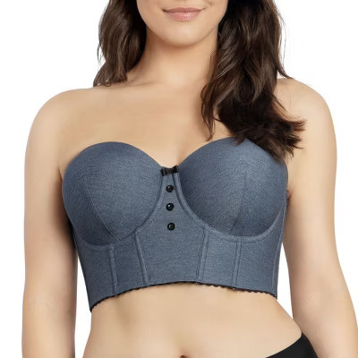 PARFAIT Women's Dolly Longline Strapless Bustier, Dark Blue Denim, 2X | Target