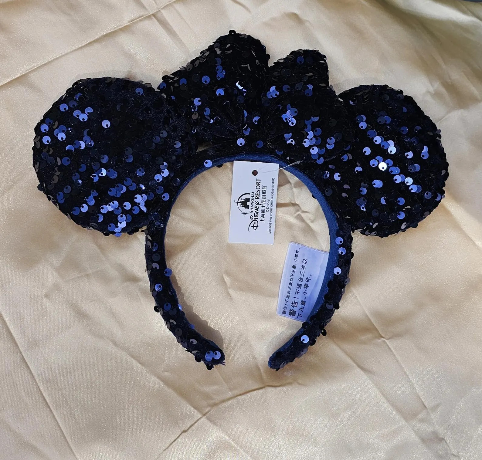 Dark Navy Blue Sequin Minnie Ears Mouse | Etsy (Global)