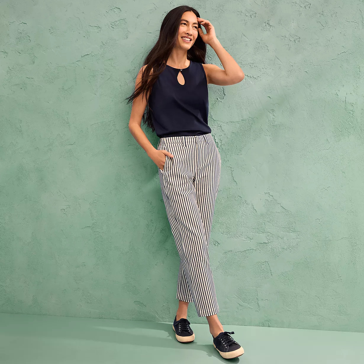 Women's Mid Rise Classic Straight Leg Chino Ankle Pants | Lands' End (US)