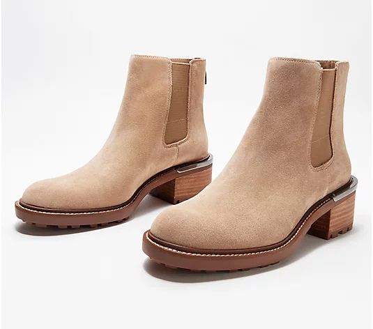 Vince Camuto Leather or Suede Chelsea Boots - Kelivena - QVC.com | QVC