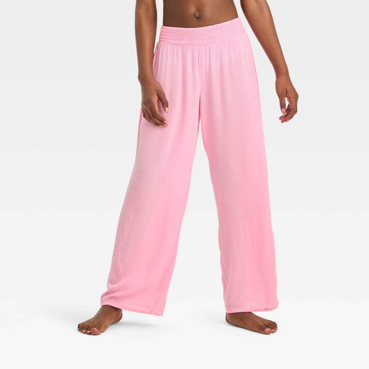 Girls' Wide Leg Solid Cover Up Bottom - art class™ Pink M | Target