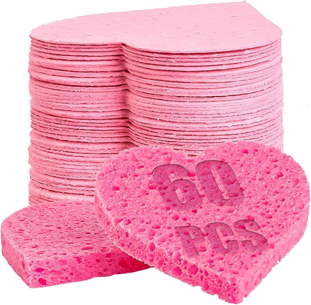 60-Count Compressed Facial Sponges | 100% Natural Cosmetic Spa Sponges for Facial Cleansing | Exf... | Amazon (US)