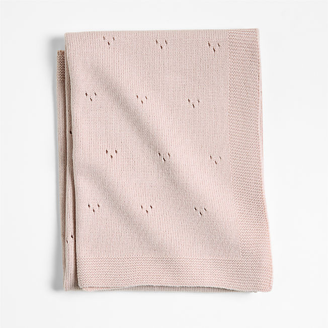 Pointelle Knit Mauve Rose Baby Stroller Blanket + Reviews | Crate & Kids | Crate & Barrel