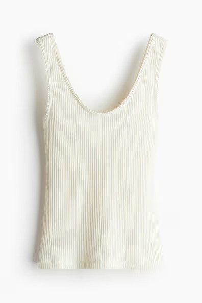 H & M - Ribbed Tank Top - White | H&M (US + CA)