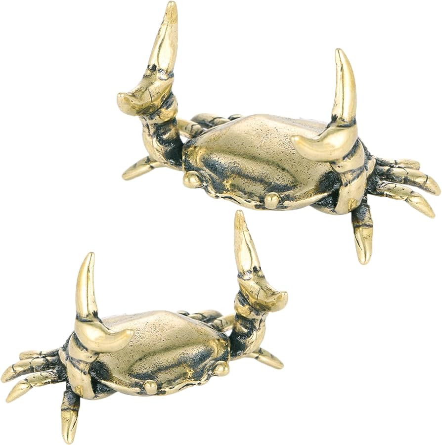 2 Pcs Brass Crab Pen Holder,Crab Figurine Garden Decorations,Crab Spoon Holder,Brass Crab Tea Pet... | Amazon (US)