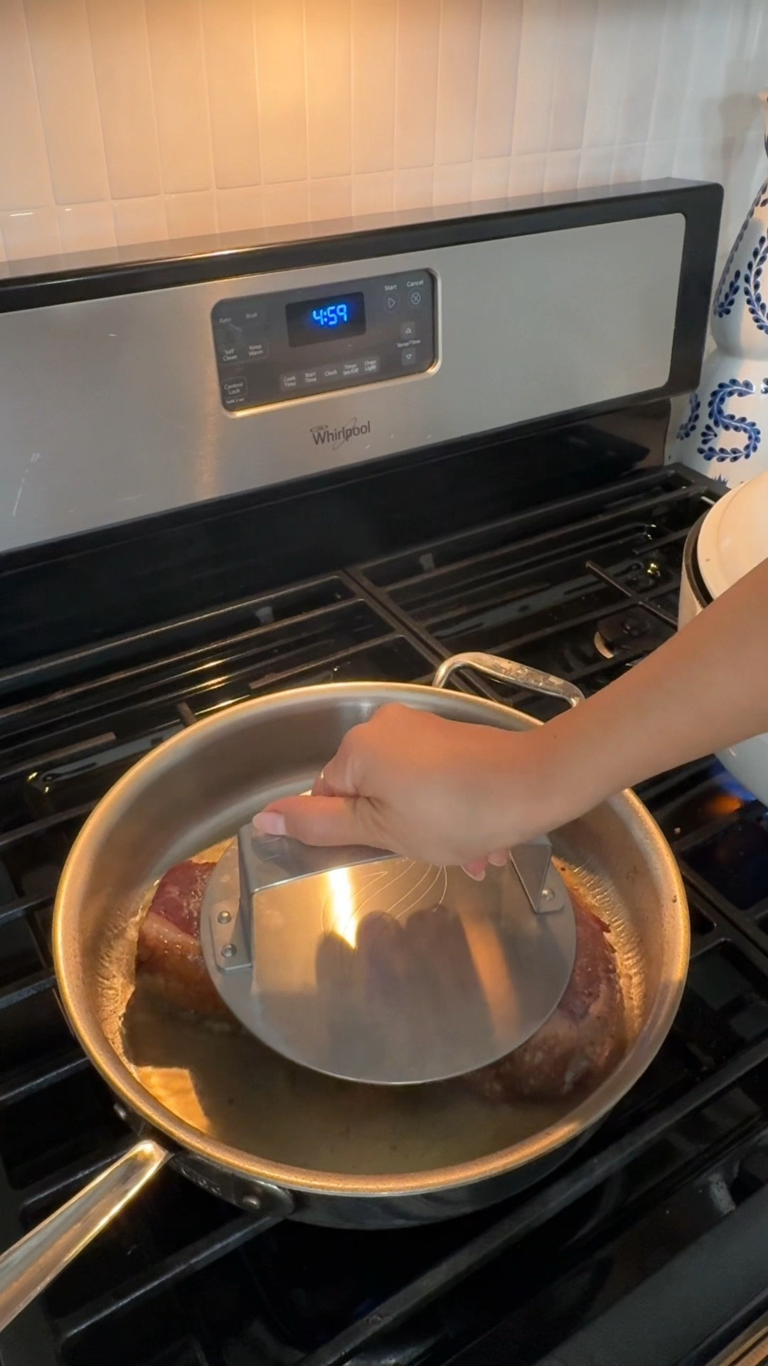 Steak press and stainless steel pan 

#LTKHome