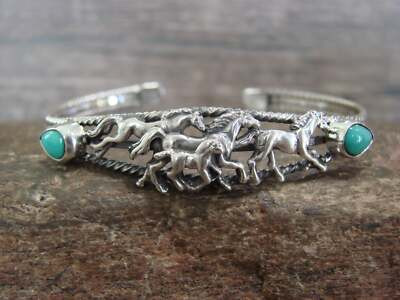 Native American Indian Sterling Silver & Turquoise Horse Bracelet by Roberta ... | eBay US