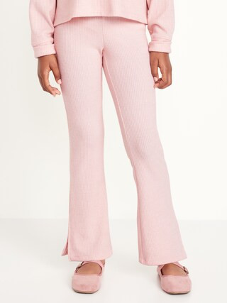 Plush High-Waisted Ribbed Flare Pants for Girls | Old Navy (US)