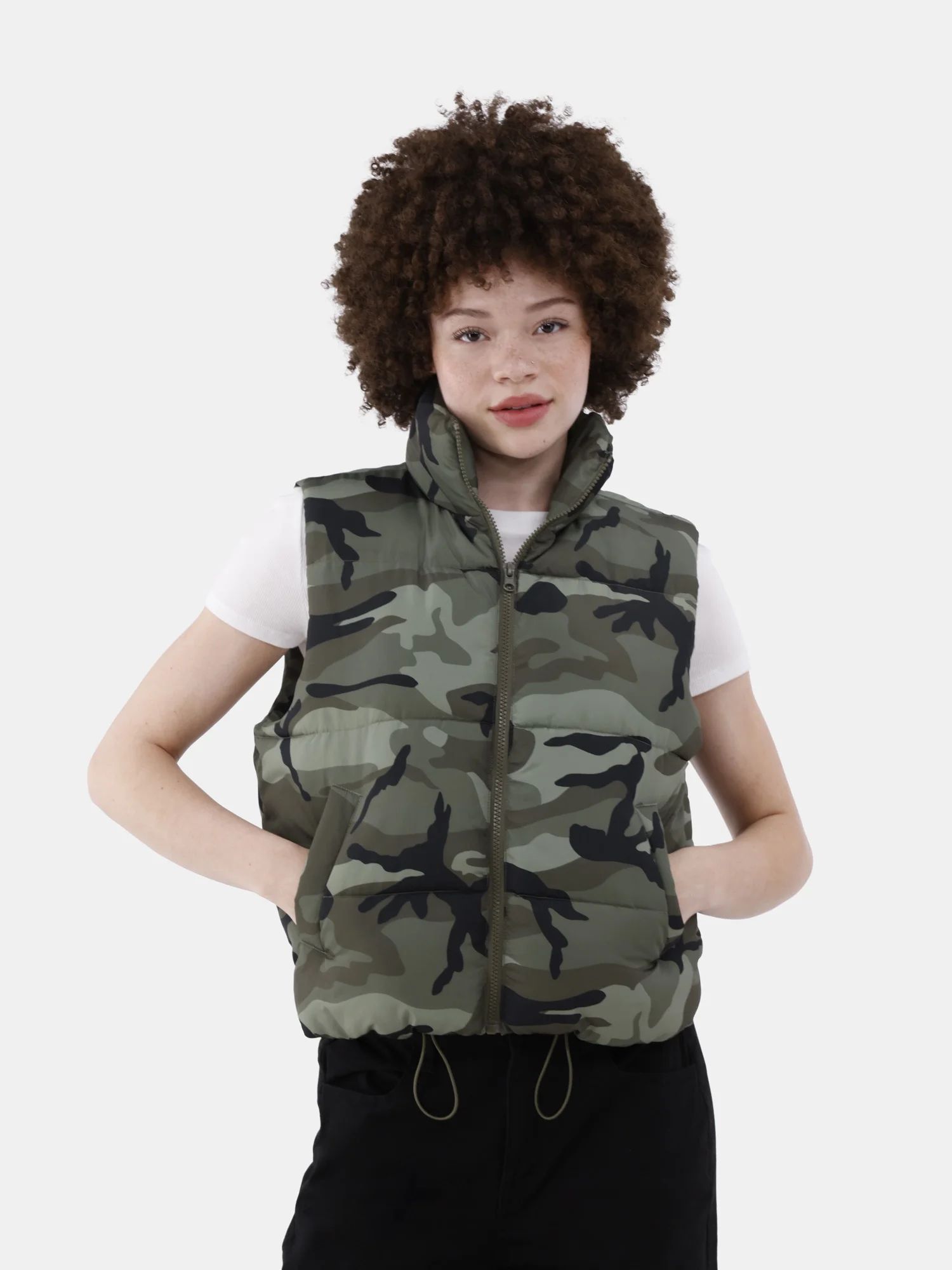 No Boundaries Puffer Vest with Pockets, Women’s and Women’s Plus - Walmart.com | Walmart (US)