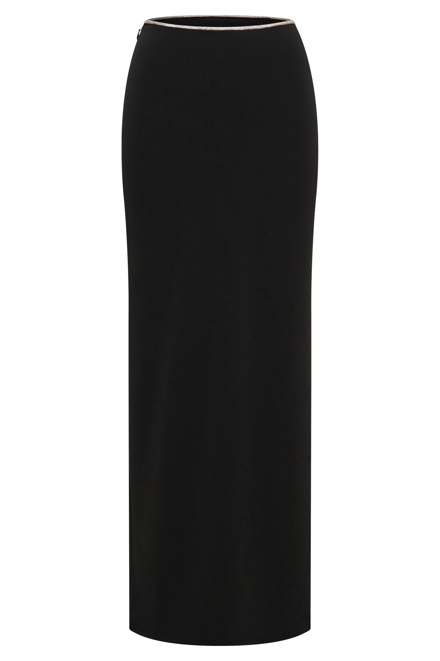 Sweeney Diamante Maxi Skirt With Split - Black | MESHKI US