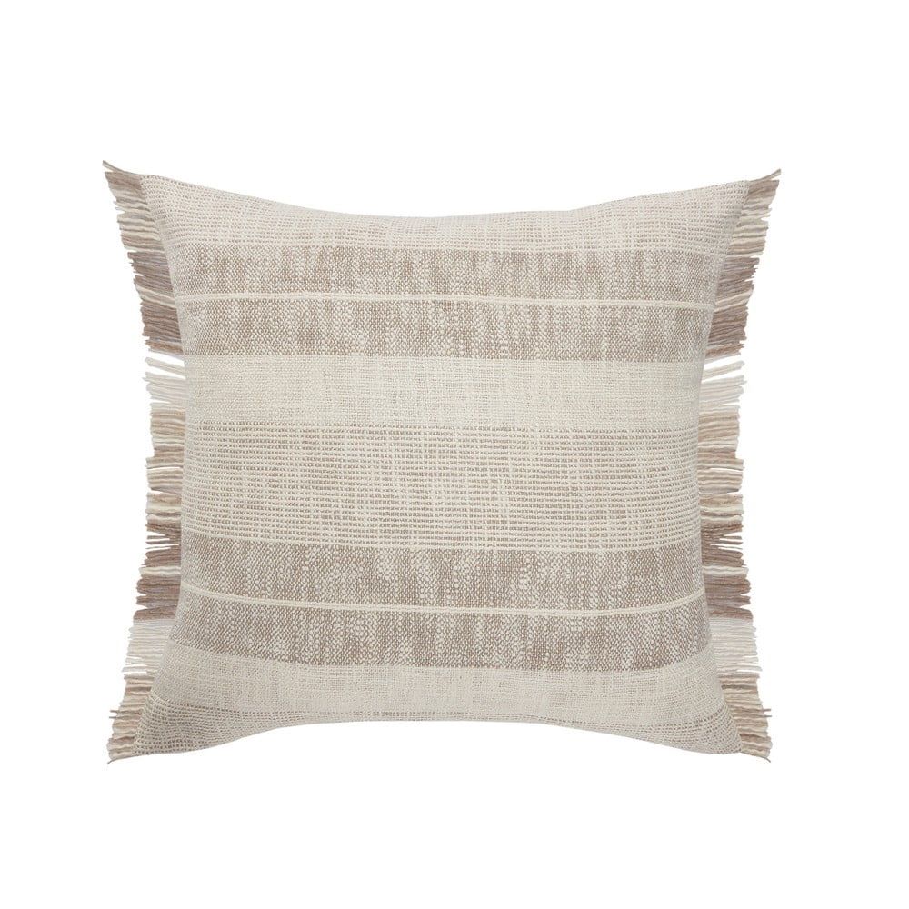 Ox Bay 20" x 20" Tan/ Cream Stripe Organic Cotton Pillow Cover | Walmart (US)
