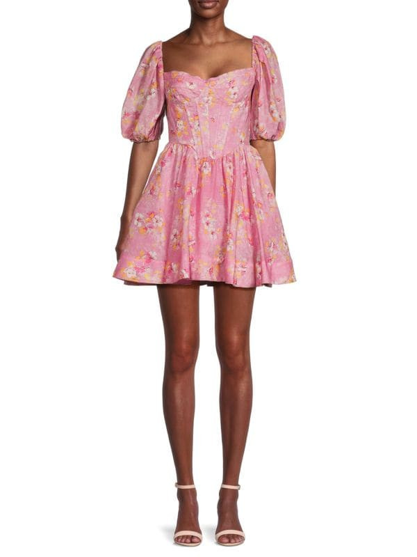 Kiah Puff Sleeve Corset Mini Dress | Saks Fifth Avenue OFF 5TH
