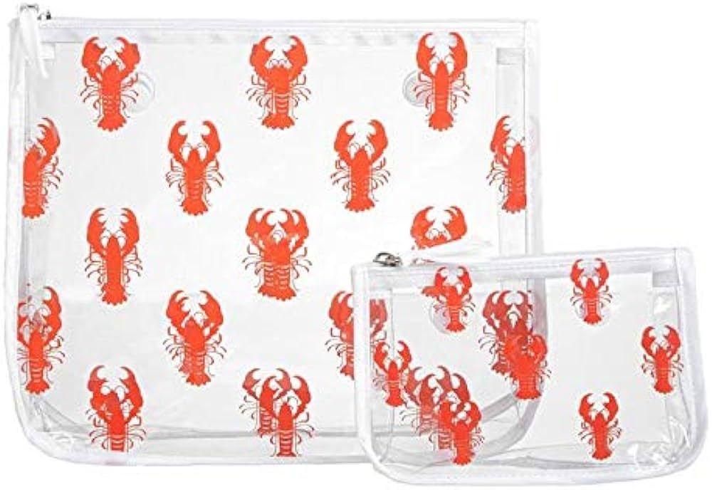 Clear Designer Zipper Insert (Set of 2) Travel Organizer Storage Pop In Bogg Bag (Lobster) | Amazon (US)