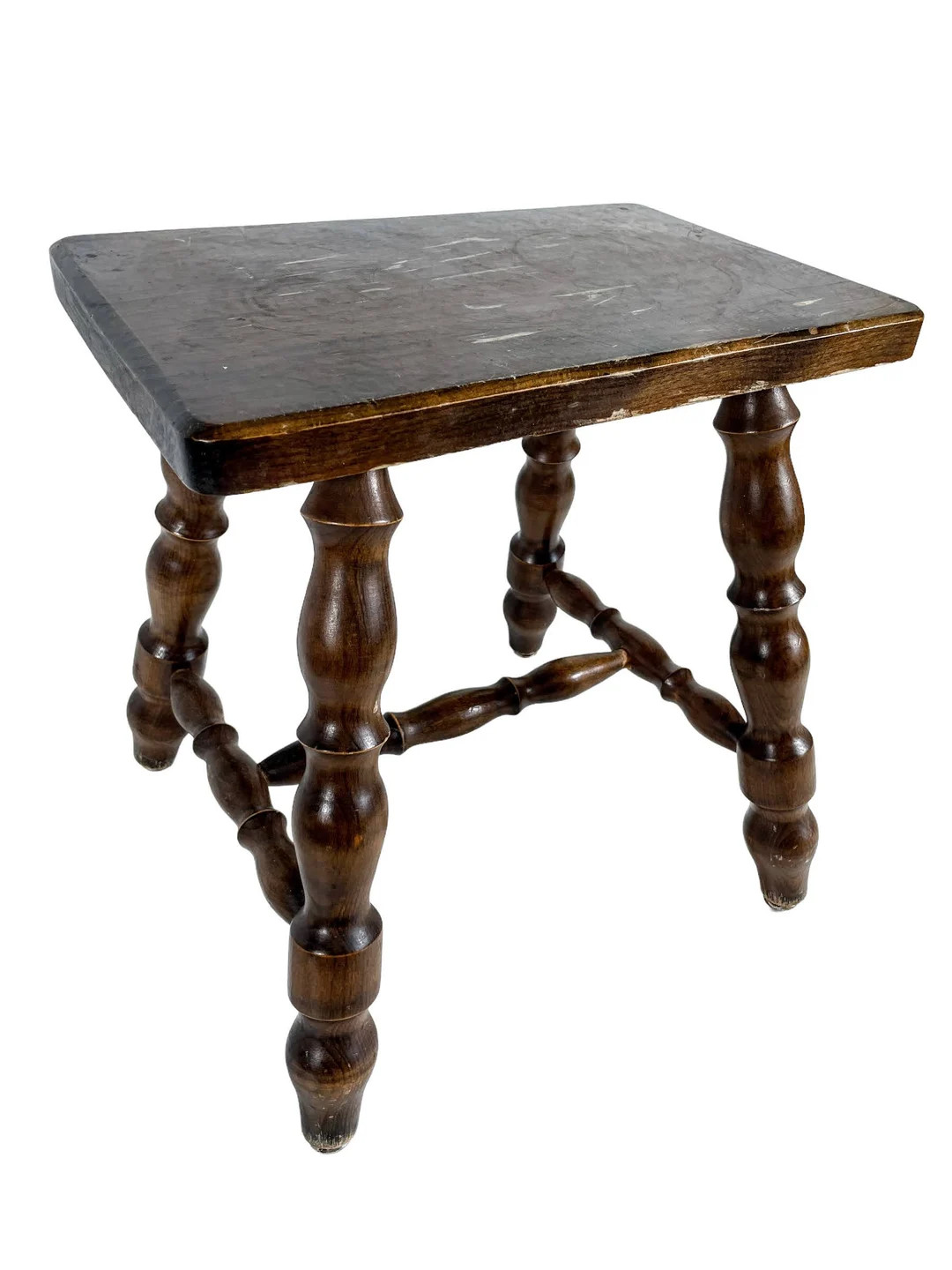 Vintage French Traditional Bench Stool Plant Stand Turned Leg Wooden Hardwood Small Plinth Displa... | Etsy (US)