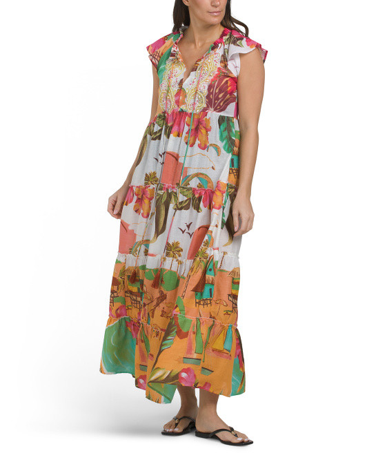 Ruffle Trim Cover-up Maxi Dress | TJ Maxx