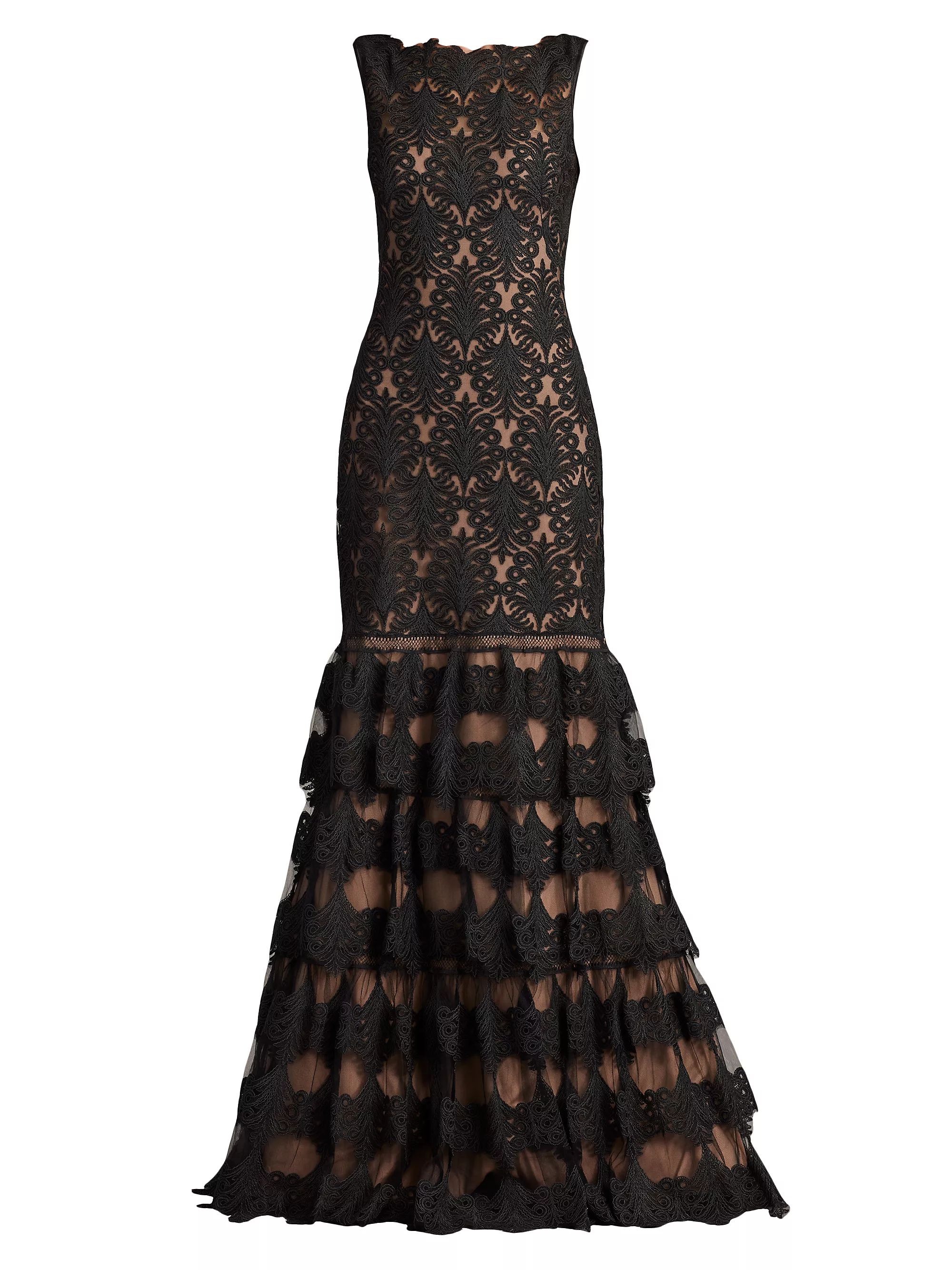 Black BeigeAll Evening GownsTadashi ShojiCorded Lace Sleeveless Mermaid Gown$738
            
   ... | Saks Fifth Avenue