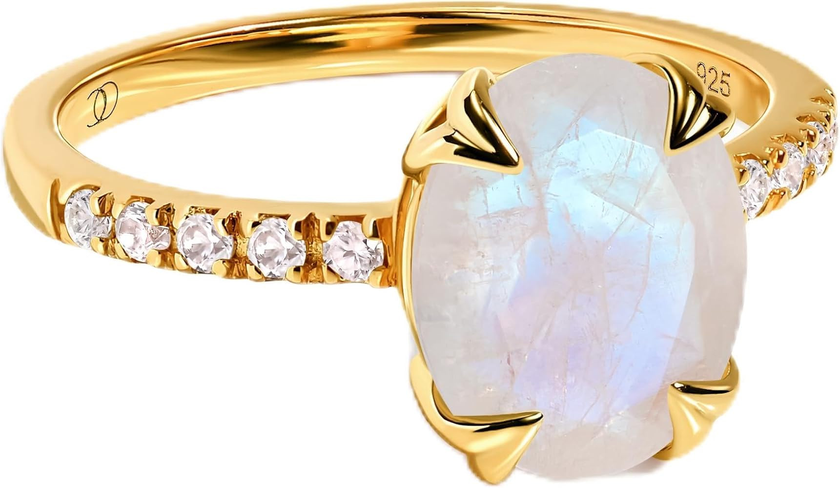 Moon Magic | Authentic Rainbow Moonstone Ring, Rose Quartz, Obsidian, Multi Color/Real 925 Sterli... | Amazon (US)