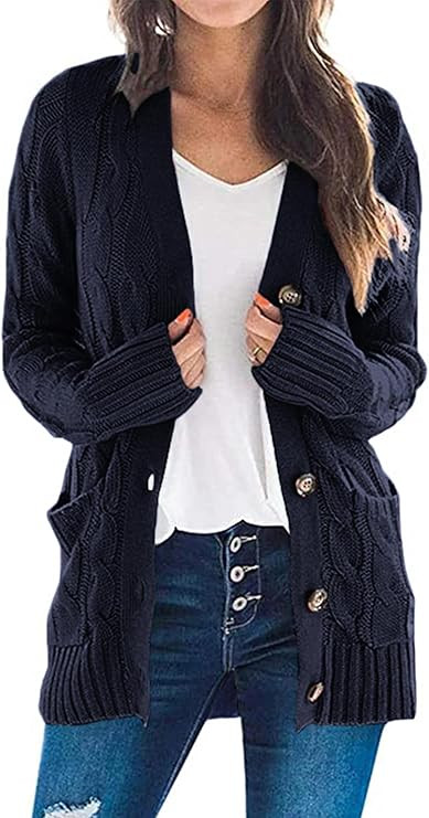 PRETTYGARDEN Women's Open Front Cardigan Sweaters Fall Fashion Button Down Cable Knit Chunky Wint... | Amazon (US)