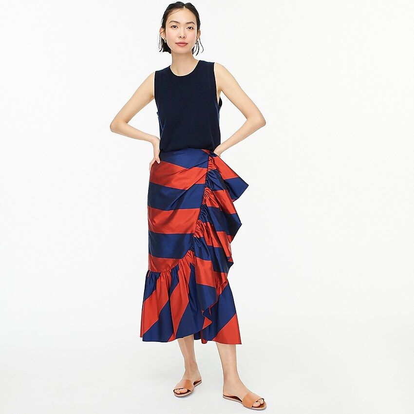 Ruffle-front skirt in rugby stripe | J.Crew US