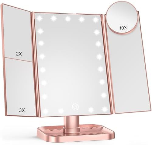 HUONUL Makeup Mirror, 10X 3X 2X Magnification, Lighted Makeup Mirror, Touch Control, Dual Power S... | Amazon (US)