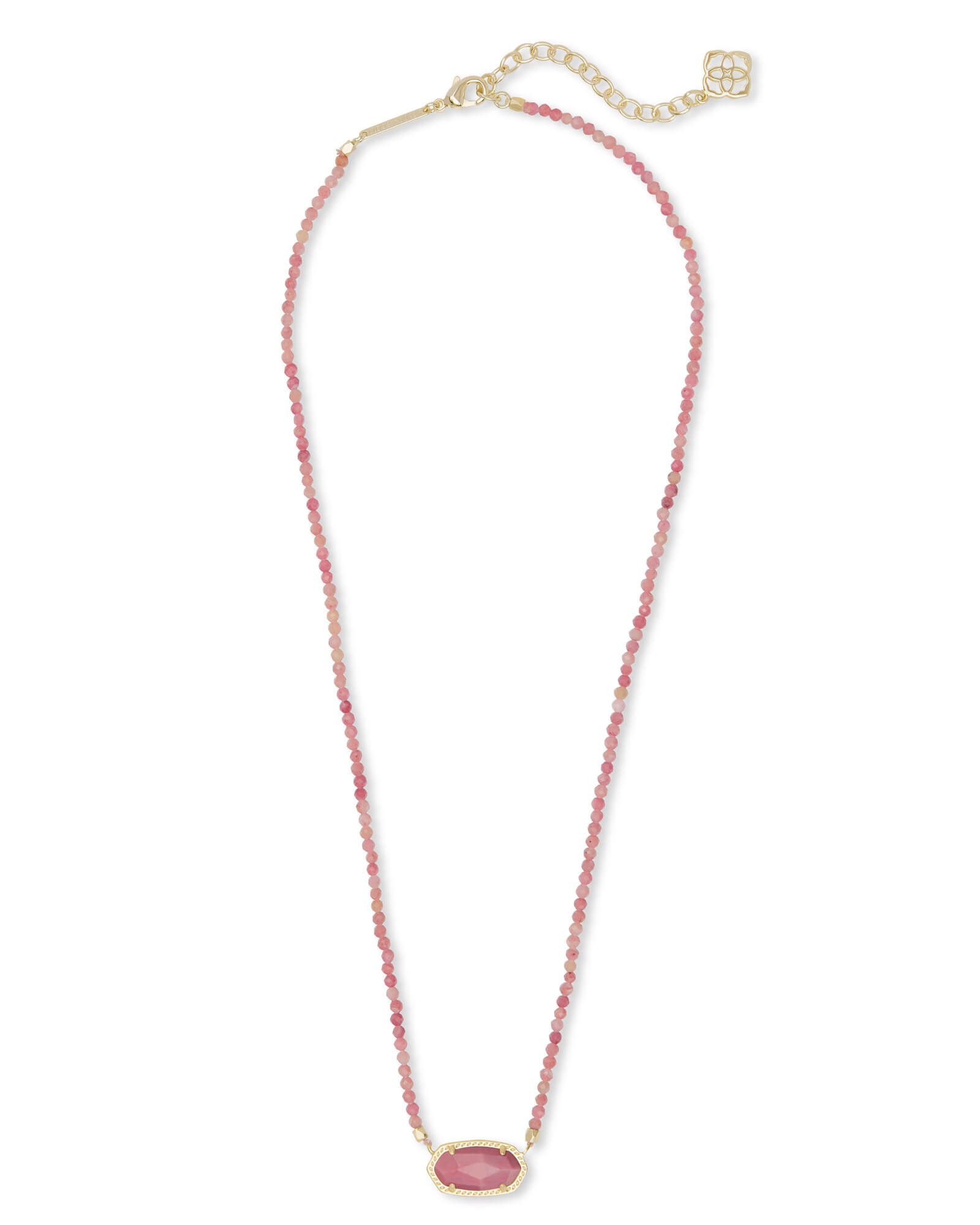 Elisa Gold Beaded Pendant Necklace in Pink Rhodonite | Kendra Scott