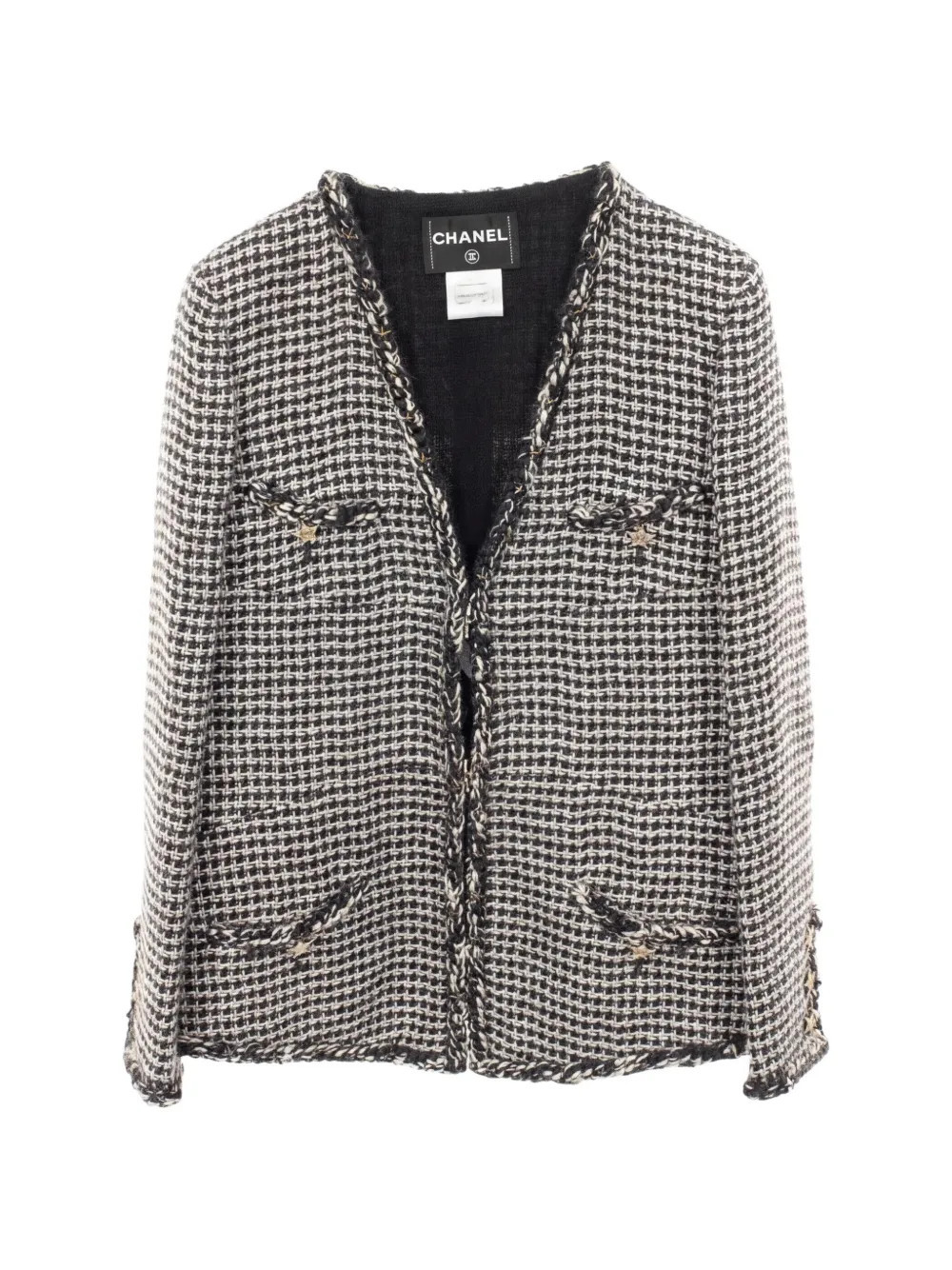 CHANEL Pre-Owned 1986-1988 V-neck tweed jacket - Blue | Farfetch Global