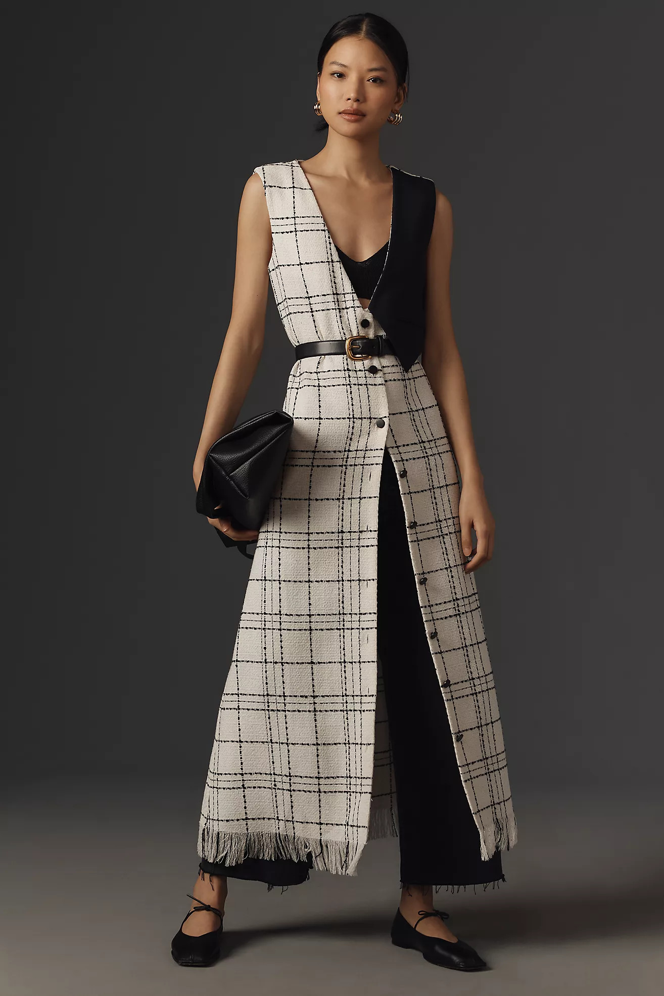 Mehtap Elaidi Asymmetrical Sleeveless Tweed Vest Midi Dress | Anthropologie (US)