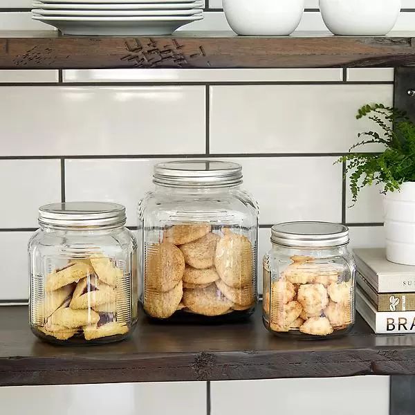 anchor 1 gal. Glass Cracker Jar Aluminum Lid | The Container Store