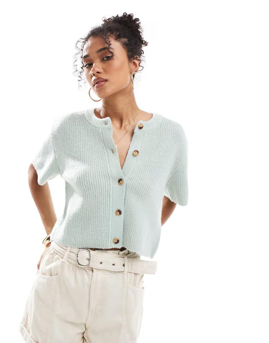 Brave Soul short sleeve cardigan in mint green | ASOS (Global)