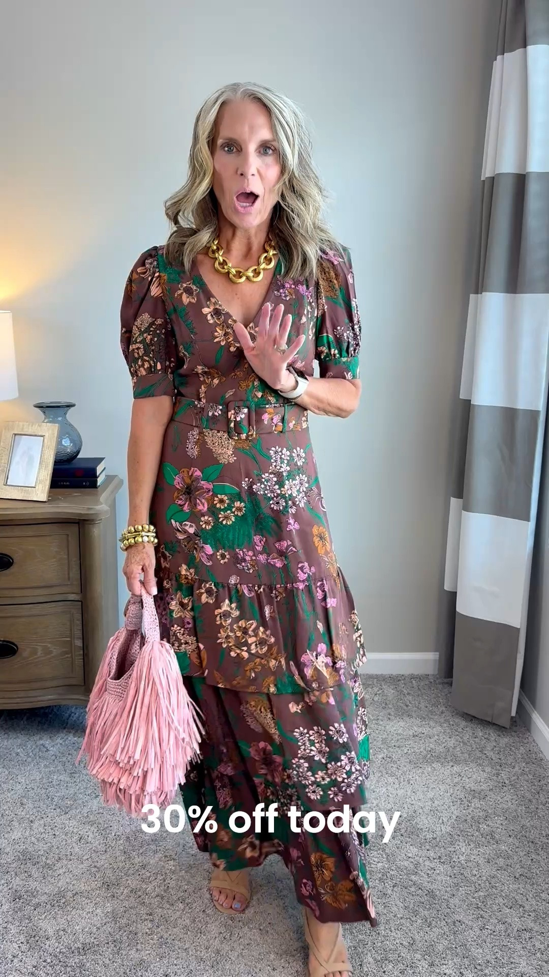 OK if you miss this one on sale the first time it’s 30% off again this weekend and oh my gosh is it ever gorgeous! I’m wearing a size 2 and it’s the perfect everything dress dress it up and take it to a wedding. Wear it to work. Wear it for a fancy dinner out with your husband

#LTKOver40 #LTKSaleAlert #LTKWedding