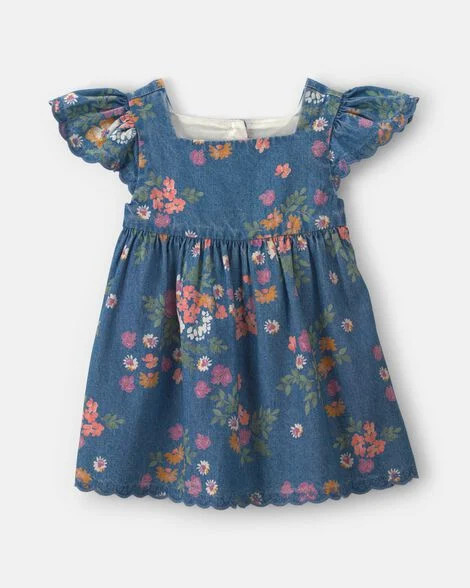 Baby Girl Floral Denim Short-Sleeve Dress - Dark Wash - OshKosh B'gosh | Carter's | Carter's Inc