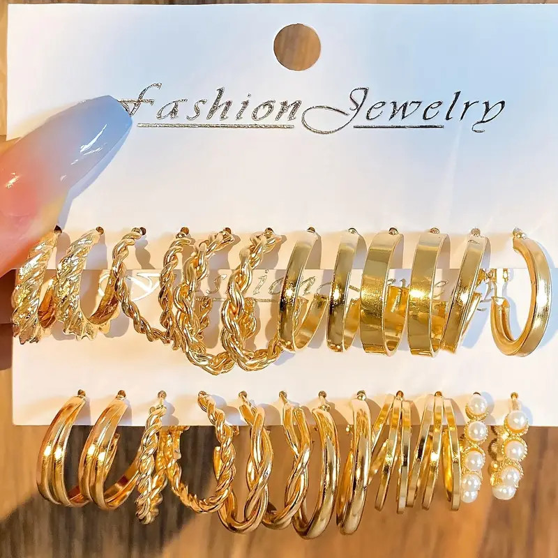 Golden Hoop Earrings Set Faux Pearl Decor Elegant Sexy Style - Temu Canada | Temu Affiliate Program