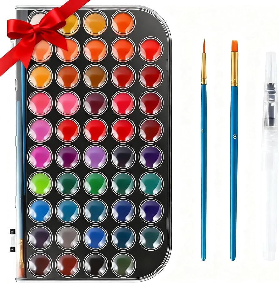 Watercolor Paint, 48 Colors Washable Watercolor Paint Set with a Brush a Refillable Water Brush P... | Amazon (US)