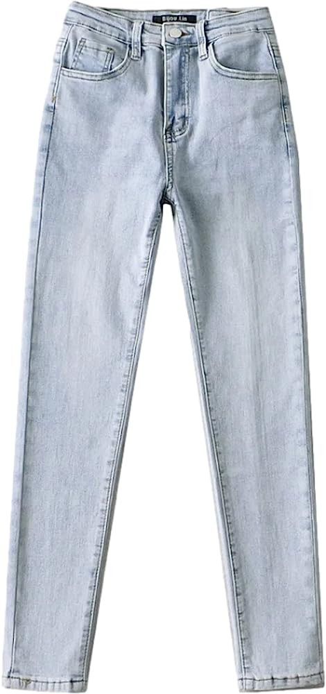 Women's Jeans Fashion High Waist Hip Raise Simple Daily Temperament All-Match | Amazon (US)