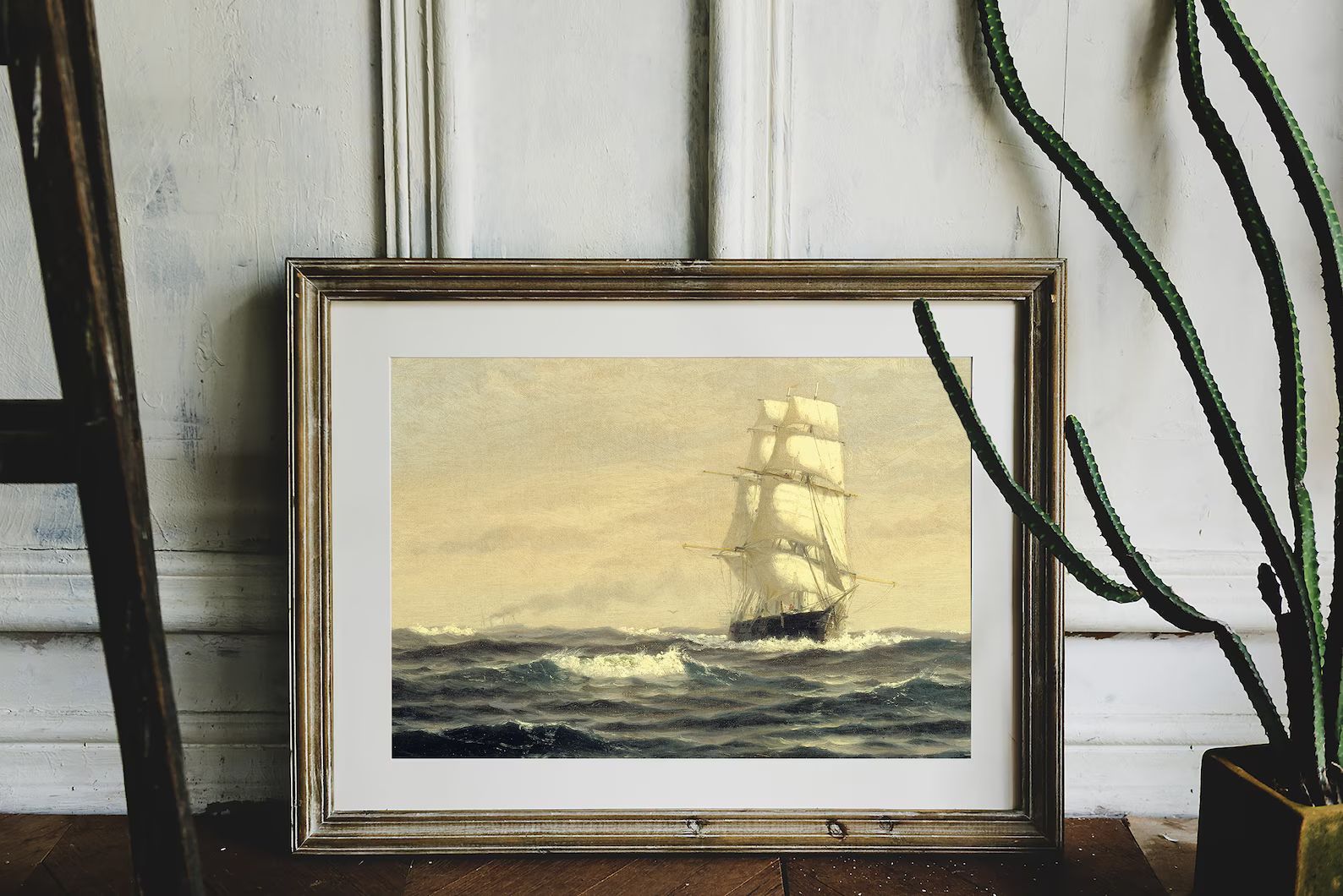Seascape Painting, Sailing Ship Painting, Nautical Decor, Old Ship Print, Vintage Art / P406 - Et... | Etsy (US)