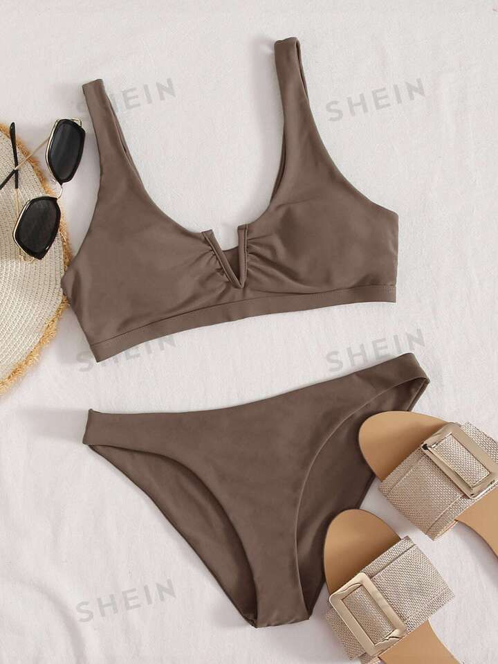 SHEIN Swim Basics V Wired Bikini Swimsuit | SHEIN