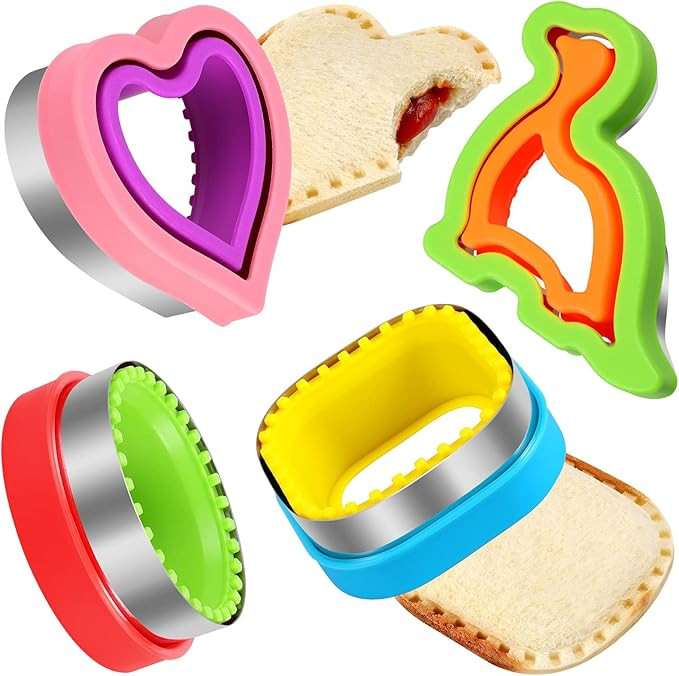 HINZER Sandwich Cutter and Sealer Set Uncrustables Maker 4 Pcs Bread Decruster Pancake Maker Hear... | Amazon (US)