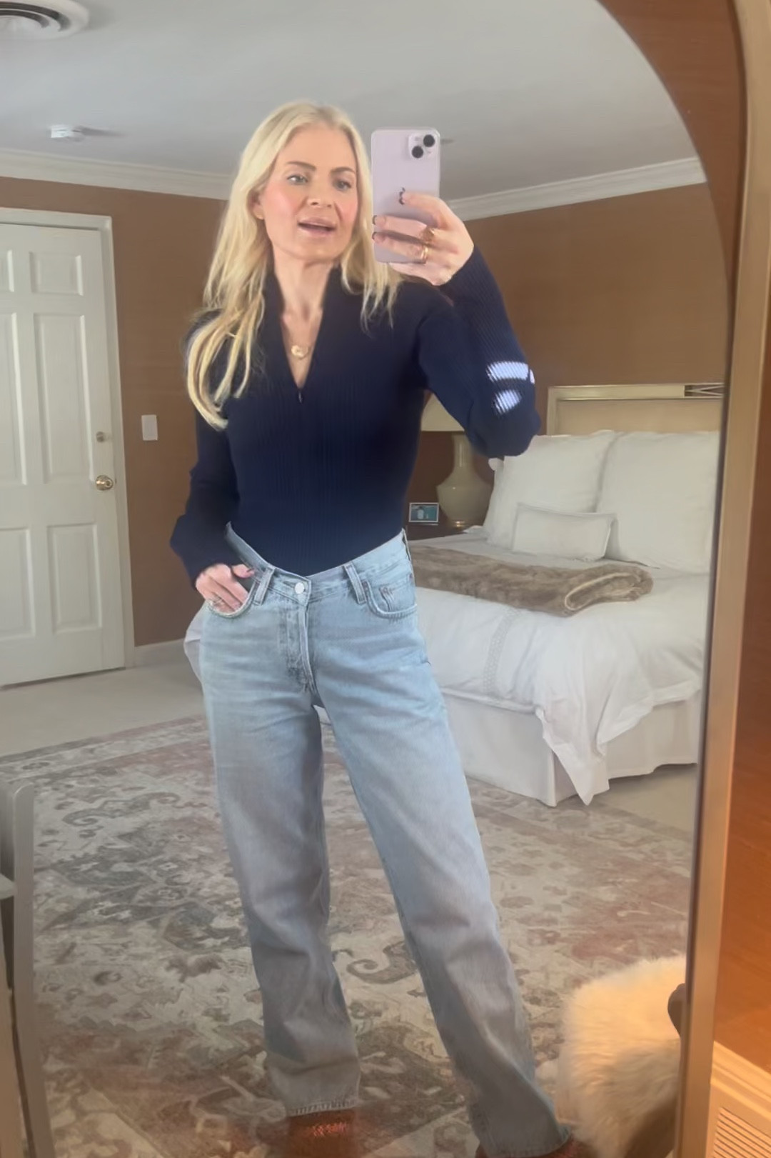 From earlier today… waiting for my new sofa! Trying to get ready to host #ChristmasEve which is also my husband’s birthday 💙💙💙💙💙just wanted to show you my new #favorite jeans! In the store and available to shop and my favorite UGG slippers! I love this low slung V Jean with a cozy body suit! 


#LTKOver40 #LTKHome #LTKWatchNow